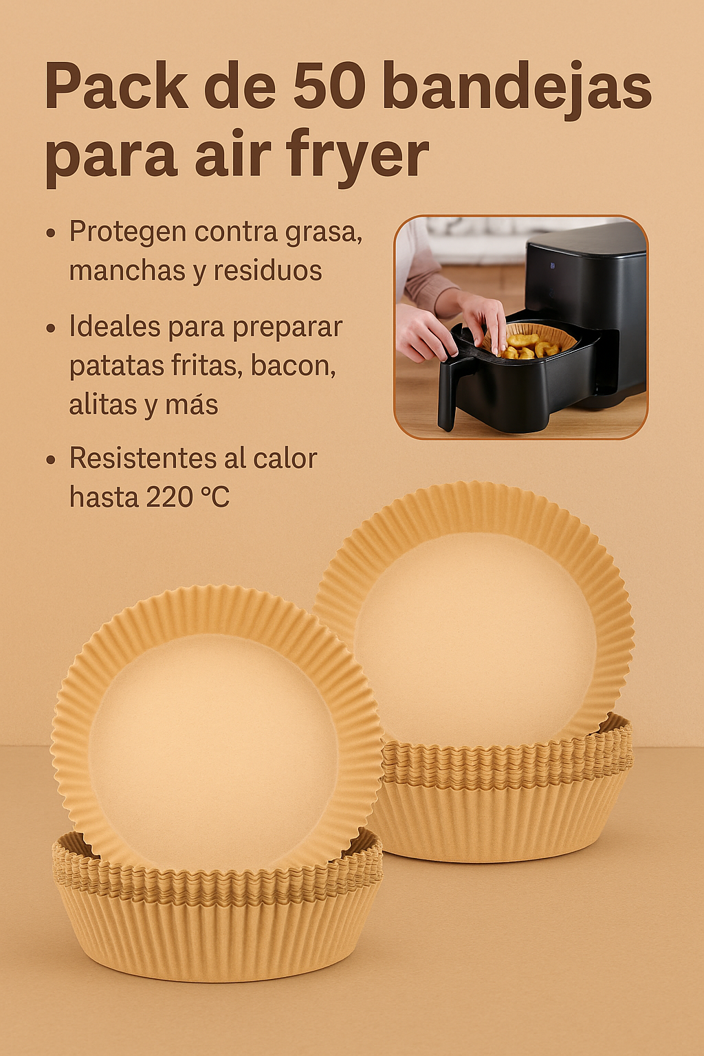 Pack 50 bandejas airfryer