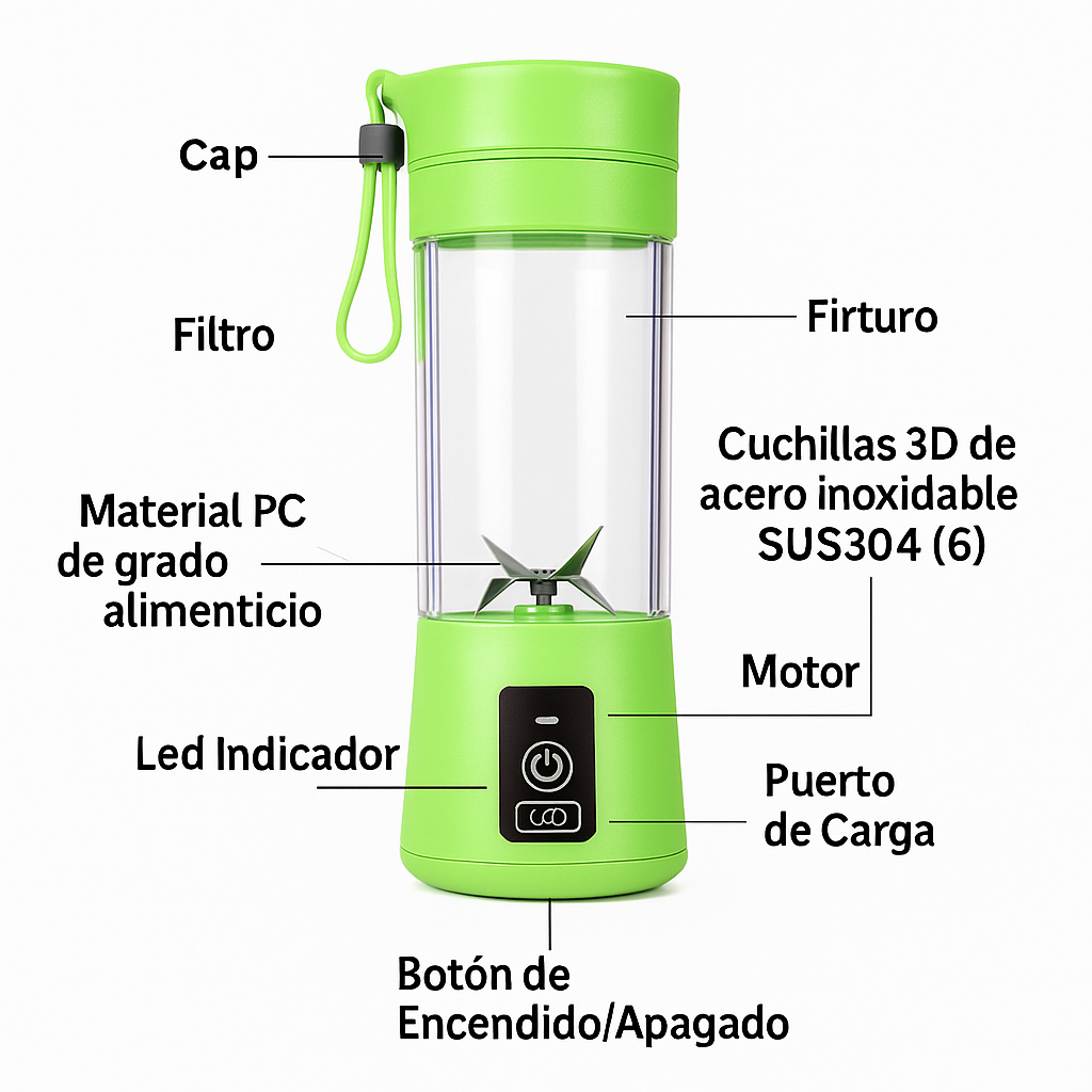 Batidora Licuadora Portable - Verde