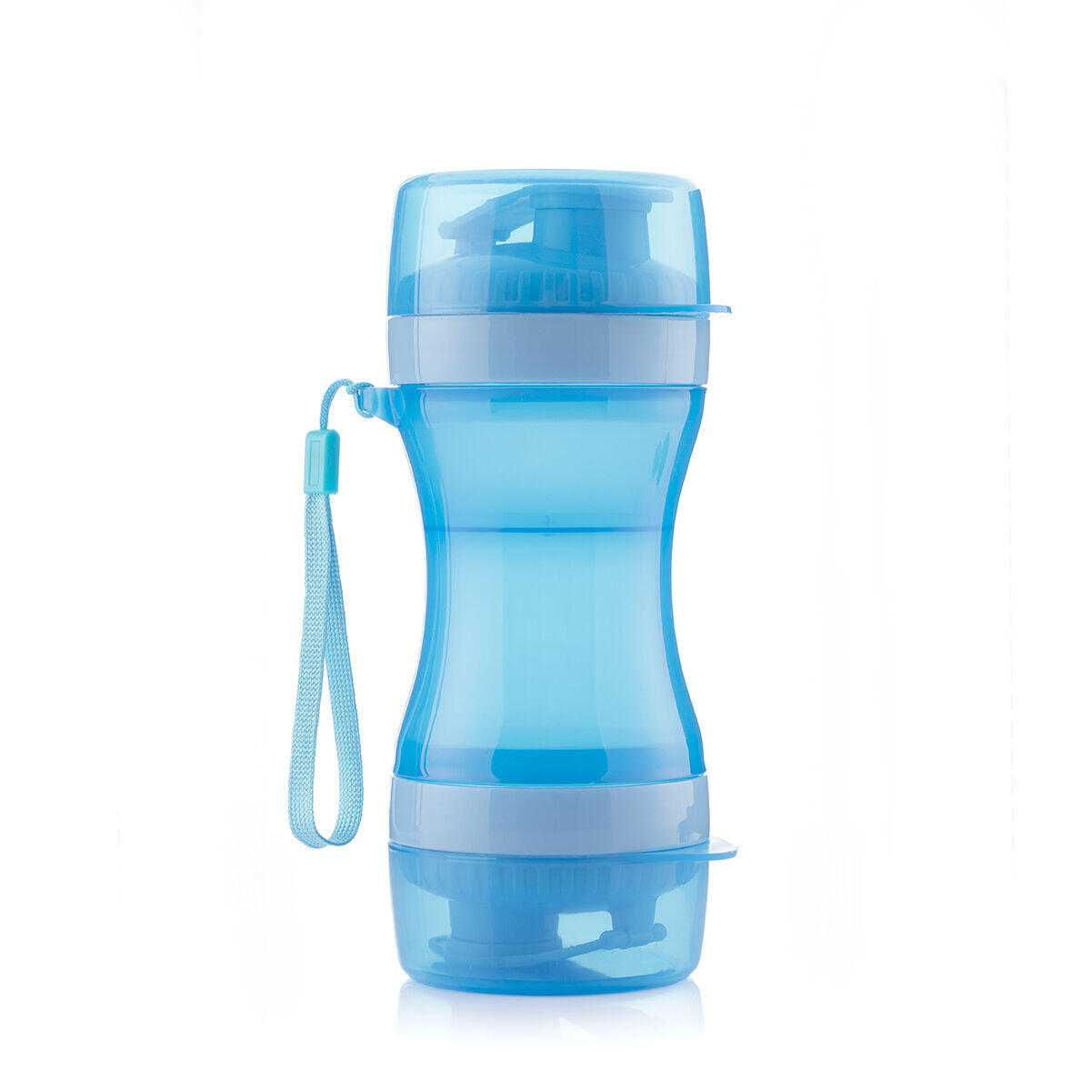 Botella con Depósito de Agua y Comida para Mascotas 2 en 1