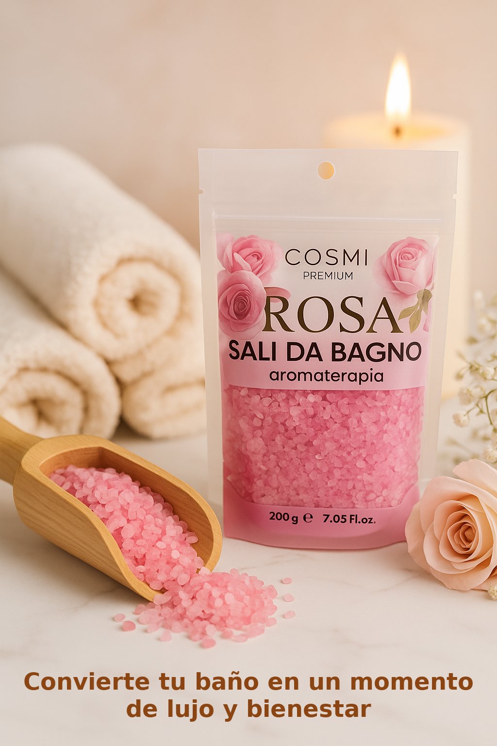 🌹 Sal de Baño Aromatherapy Rosa 200g – Belleza, Relajación y Aroma Floral para el Alma