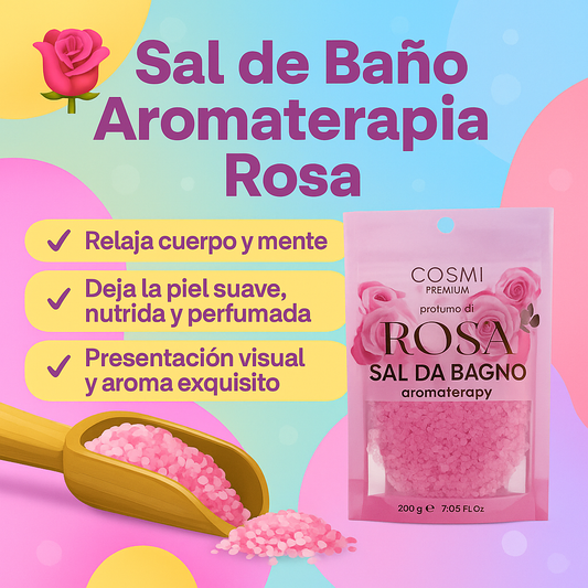 🌹 Sal de Baño Aromatherapy Rosa 200g – Belleza, Relajación y Aroma Floral para el Alma