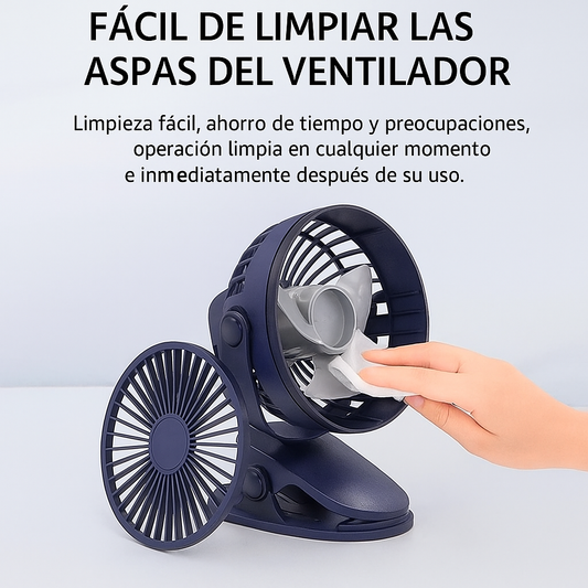 Mini Ventilador de Clip Silencioso para Interiores y Exteriores